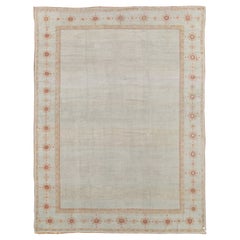 Antique Sultanabad Carpet, Handmade Oriental Rug, Pale Light Blue, Open Field