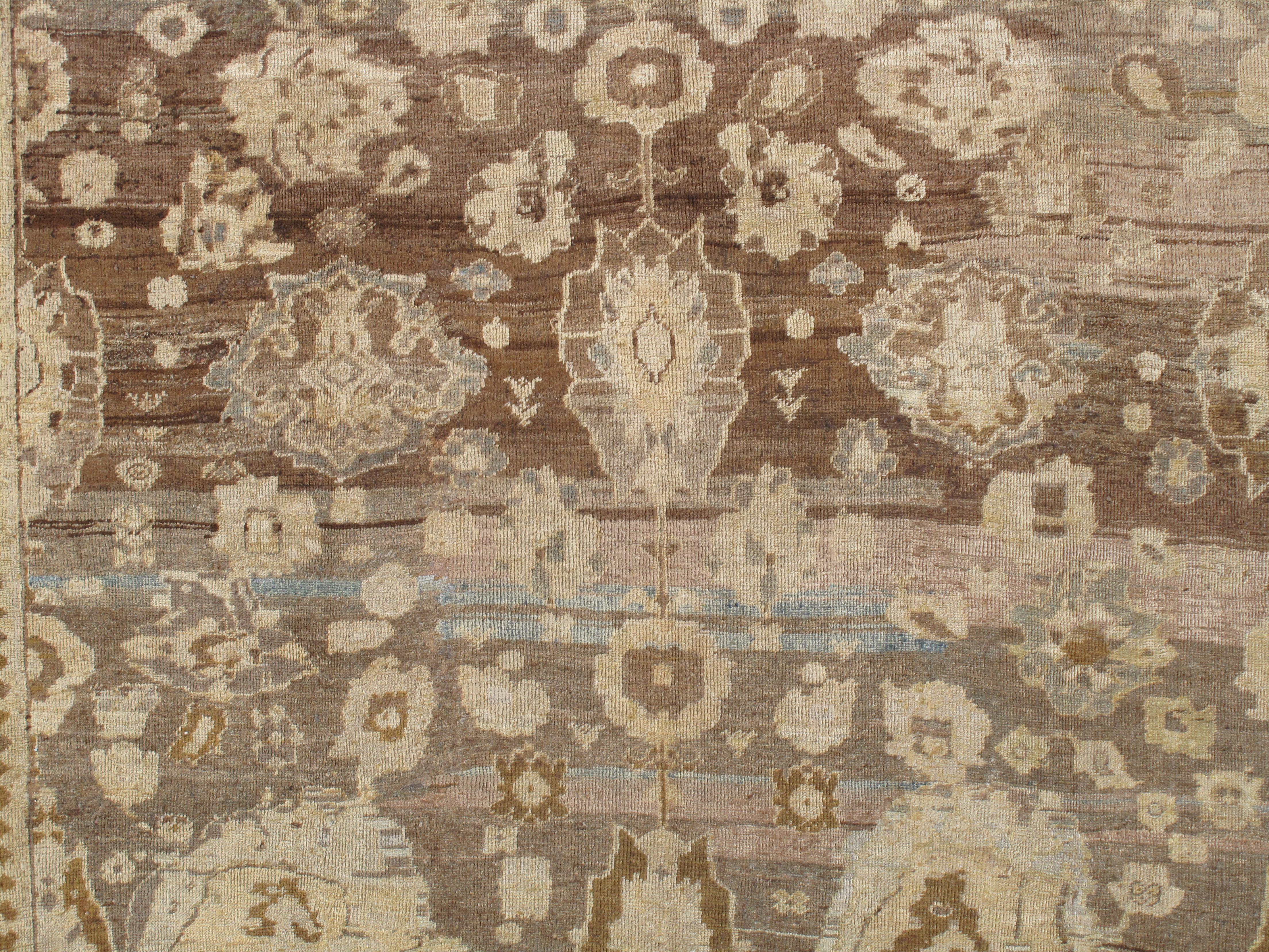 Tapis persan ancien Sultanabad, fait à la main, gris, ivoire, taupe, bleu clair en vente 3