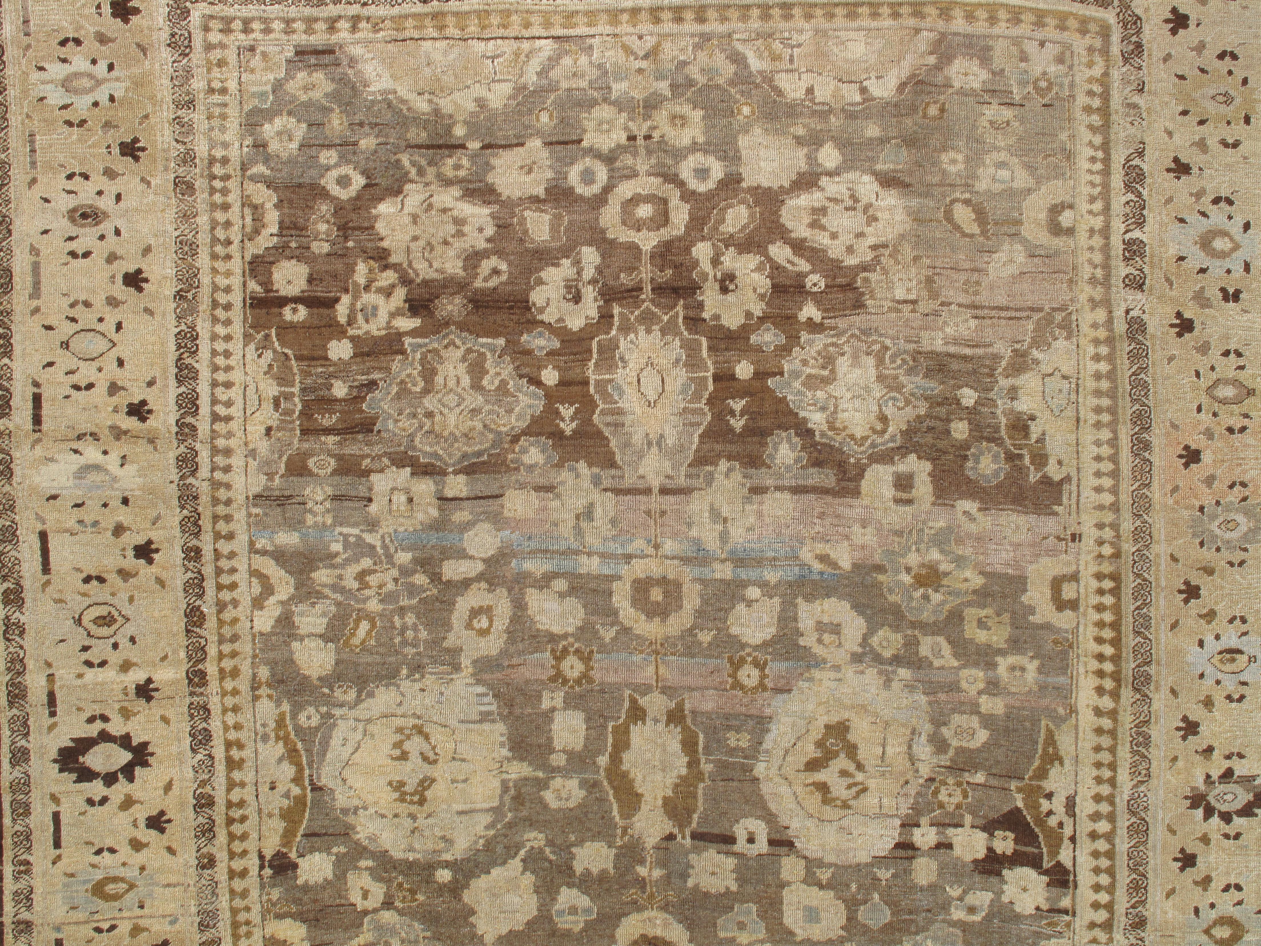 Tapis persan ancien Sultanabad, fait à la main, gris, ivoire, taupe, bleu clair en vente 4