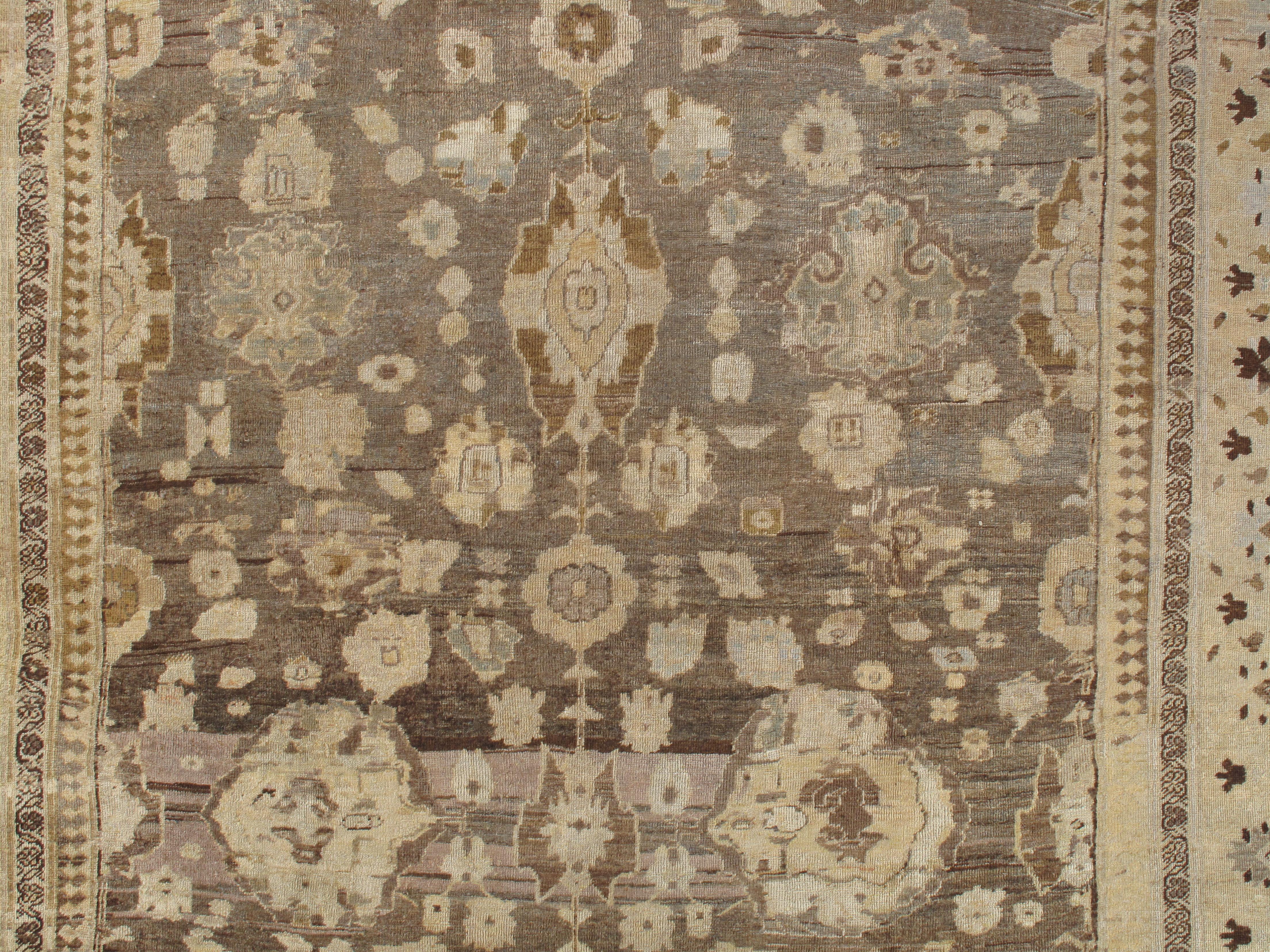 Perse Tapis persan ancien Sultanabad, fait à la main, gris, ivoire, taupe, bleu clair en vente