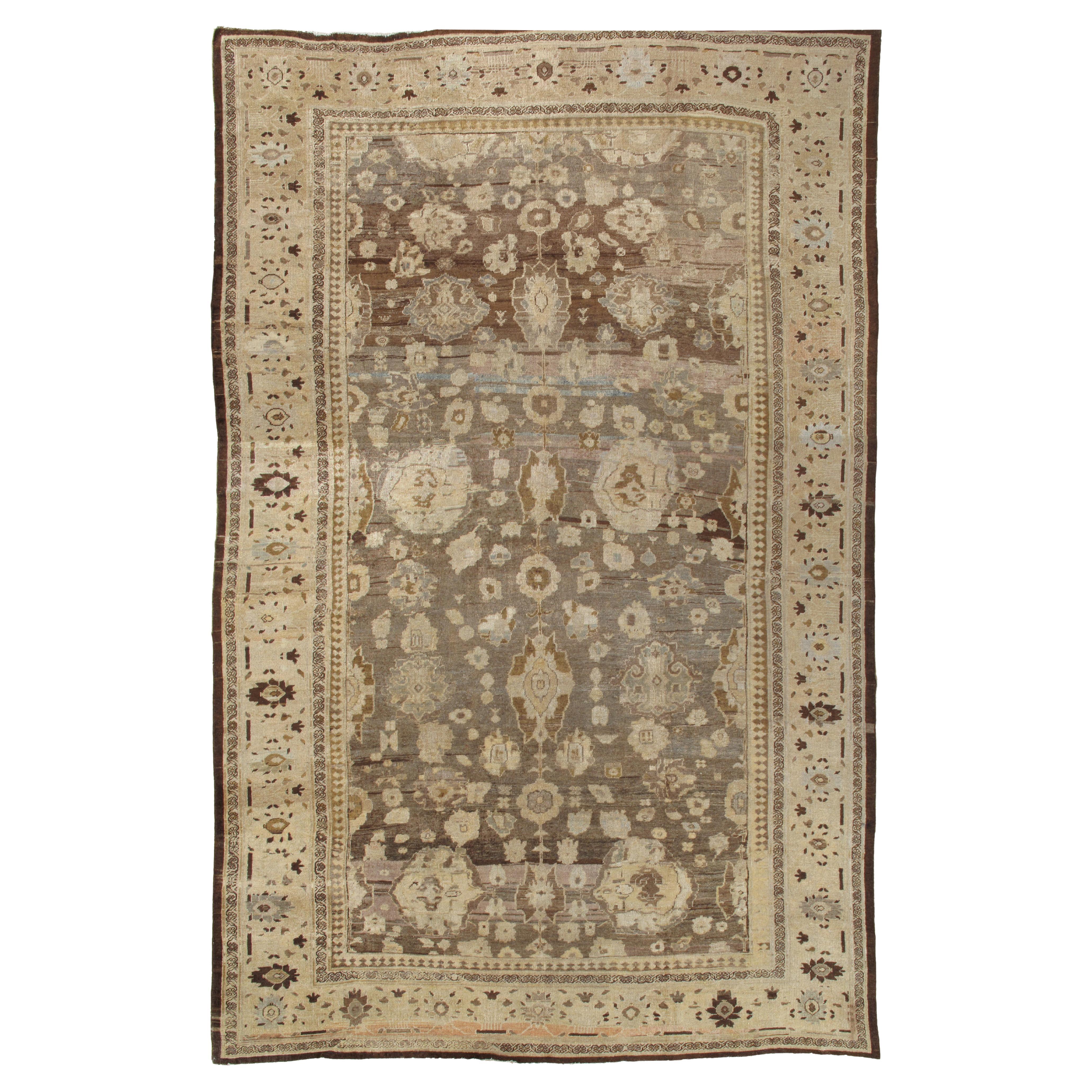 Antique Sultanabad Carpet, Handmade Persian Rug, Gray, Ivory, Taupe, Light Blue