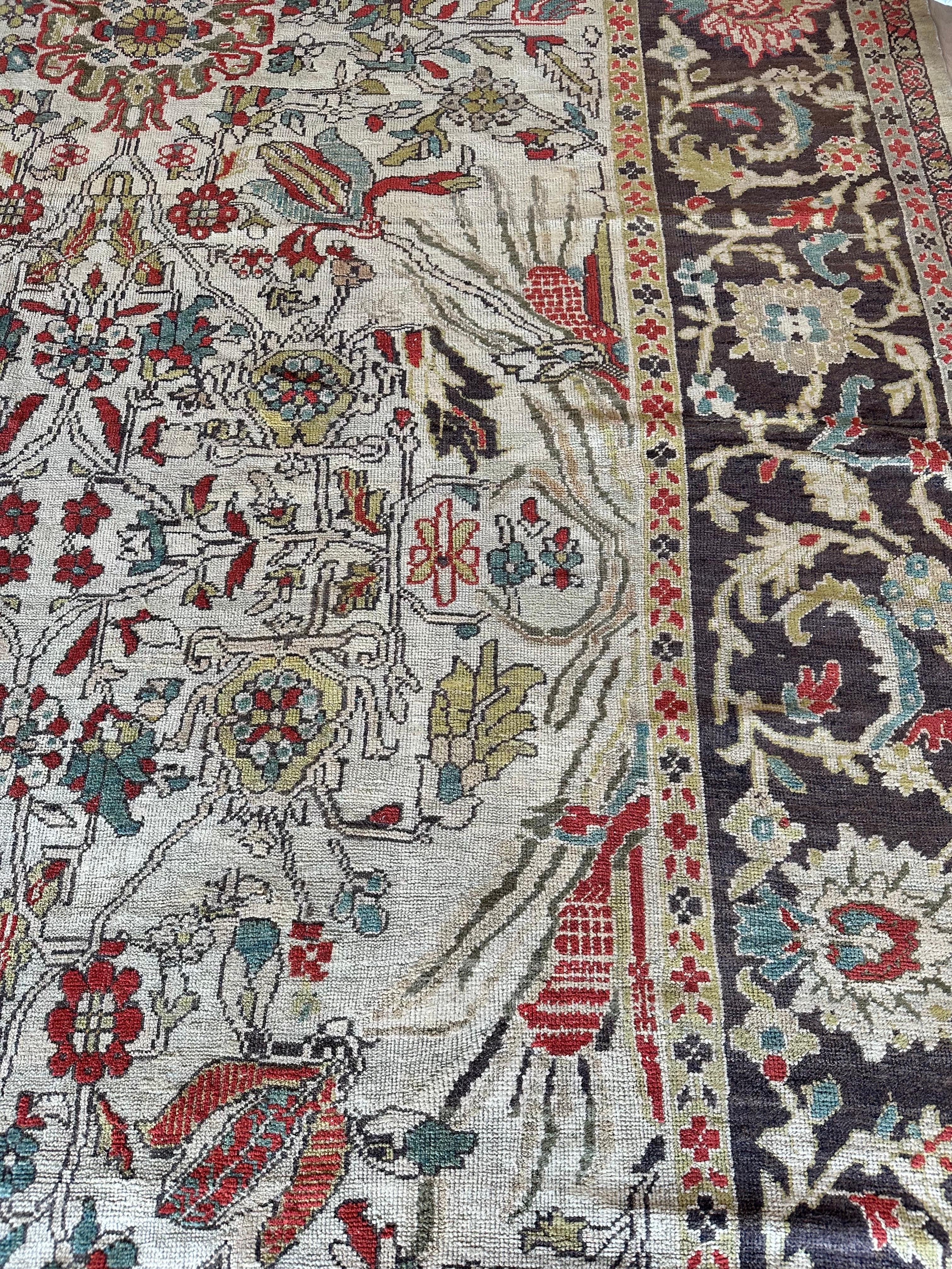 19th Century Antique Sultanabad Carpet, Handmade Persian Rug Gray, Light Blue, Green Soft Red For Sale