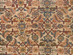 Antique Sultanabad Carpet, Handmade Persian Rug, Ivory, Blue, Green, Soft Red