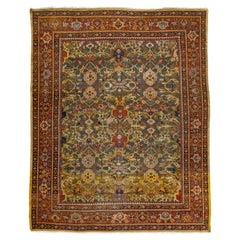 Tapis ancien en laine grise Sultanabad à motifs floraux fait à la main