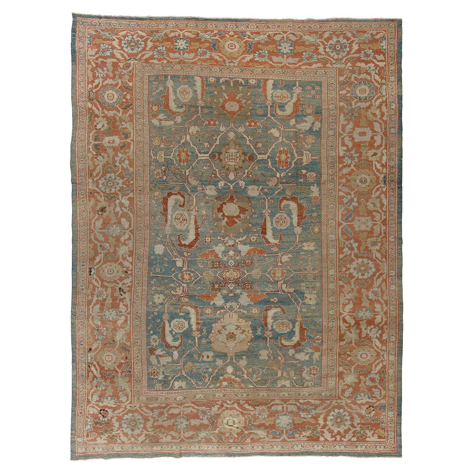 Antique Sultanabad Mahal Persian Carpet For Sale