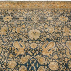 Antique Sultanabad Navy Blue Wool Persian Rug Floral Pattern by Rug & Kilim