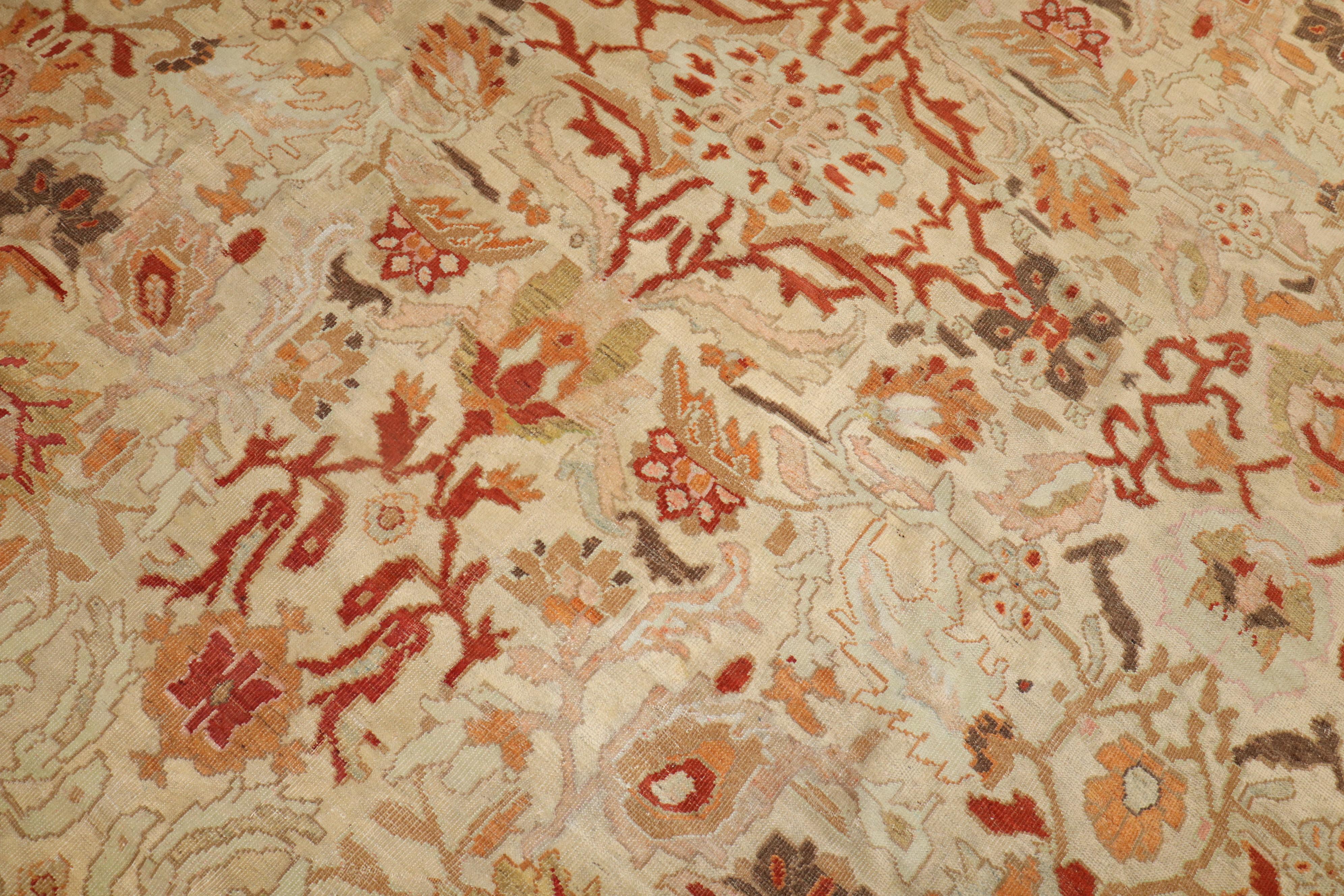 Wool Antique Sultanabad Persian Carpet For Sale