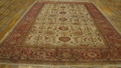 Jaw Dropping Ivory Cream Field Rustic Border Antique Persian Sultanabad Carpet