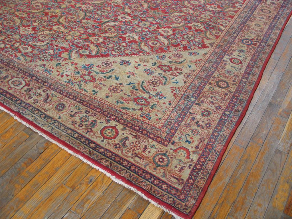 Annodato a mano Tappeto persiano Sultanabad della fine del XIX secolo ( 10' x 13'6