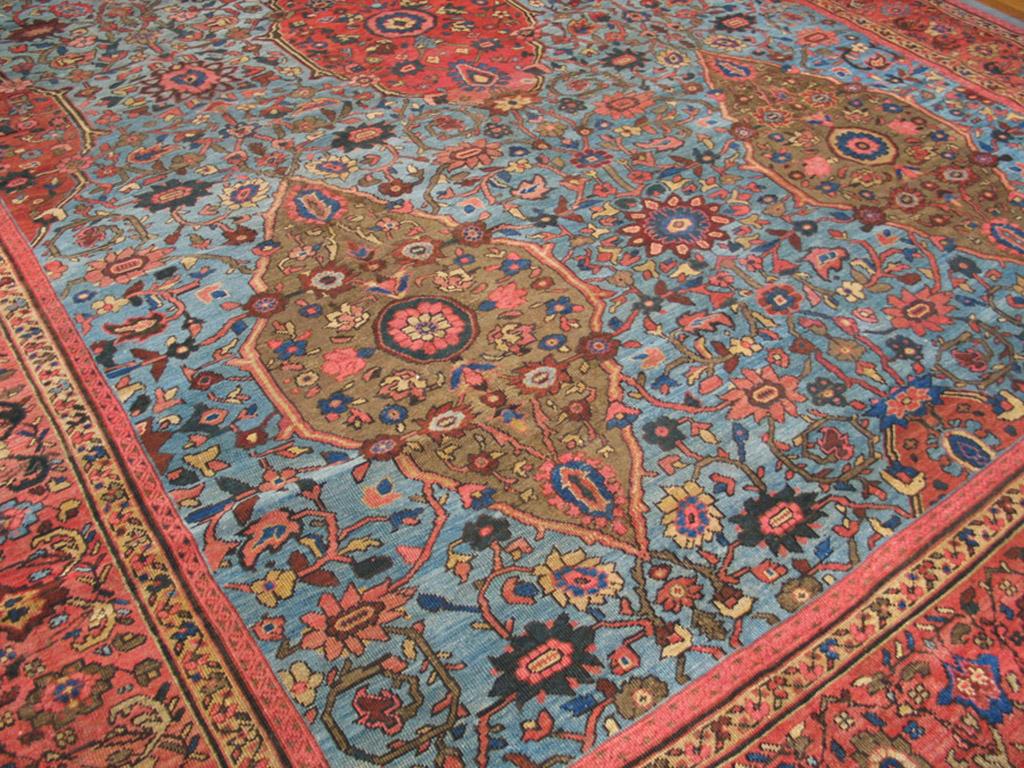 Wool 19th Century Persian Sultanabad Carpet ( 10'8