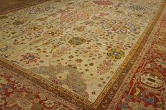 1880s Ivory Geometric Antique Persian Sultanabad Persian Carpet 17'x23'6" Rug
