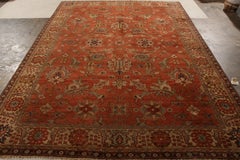 Antiker Teppich im persischen Sultanabad-Stil im persischen Stil in Rot und Grün mit Blumenmuster