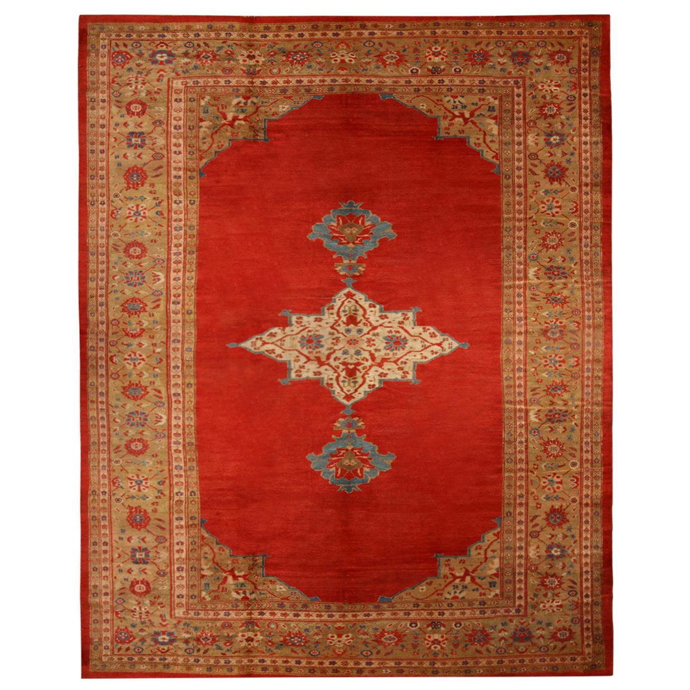 Antique Sultanabad Red and Blue Wool