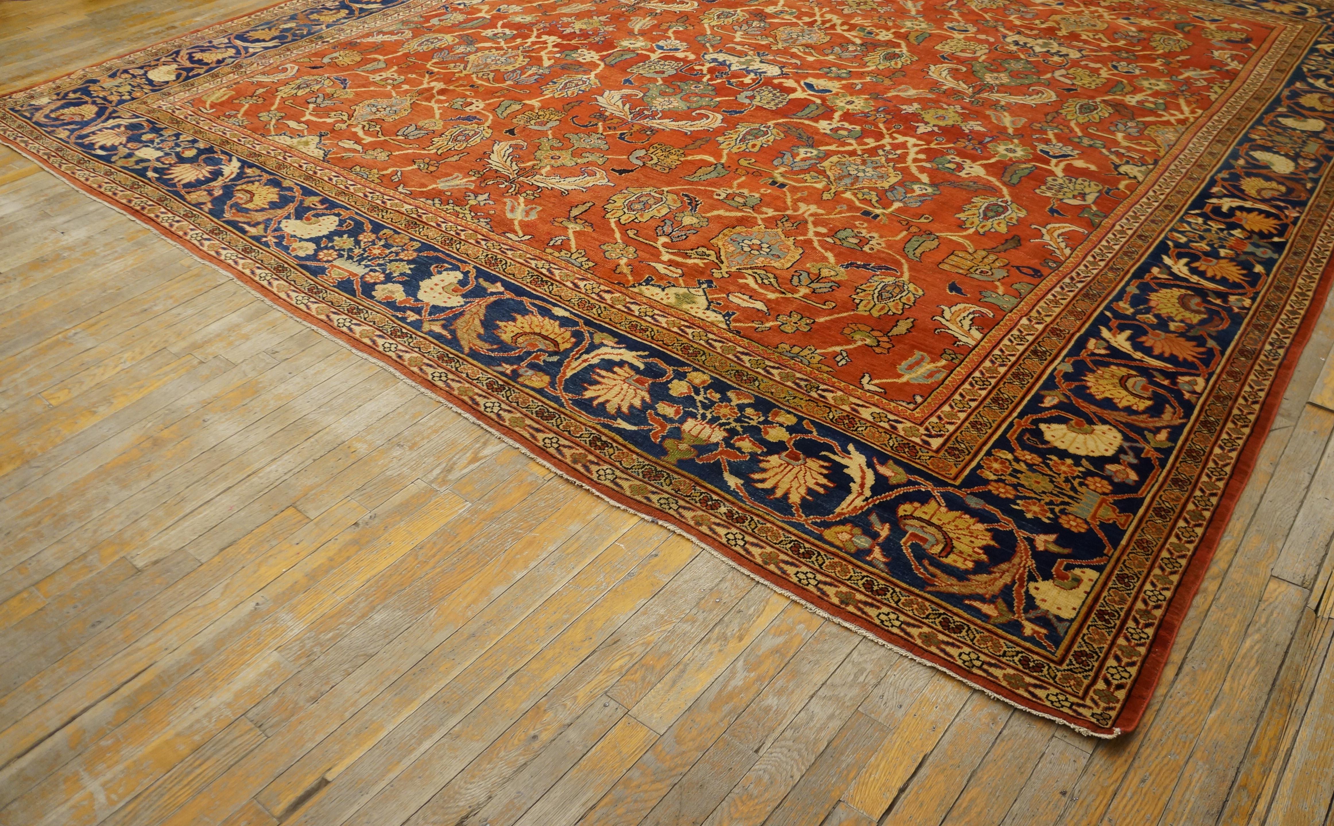 Hand-Knotted Early 20th Century Persian Sultanabad Carpet ( 11' 6'' x 12' - 350 x 365 ) For Sale