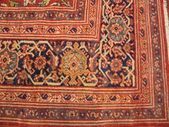 1890s Red Rustic Geometric Antique Sultanabad Rug 12' 9'' x 22' 2'' Wool Carpet