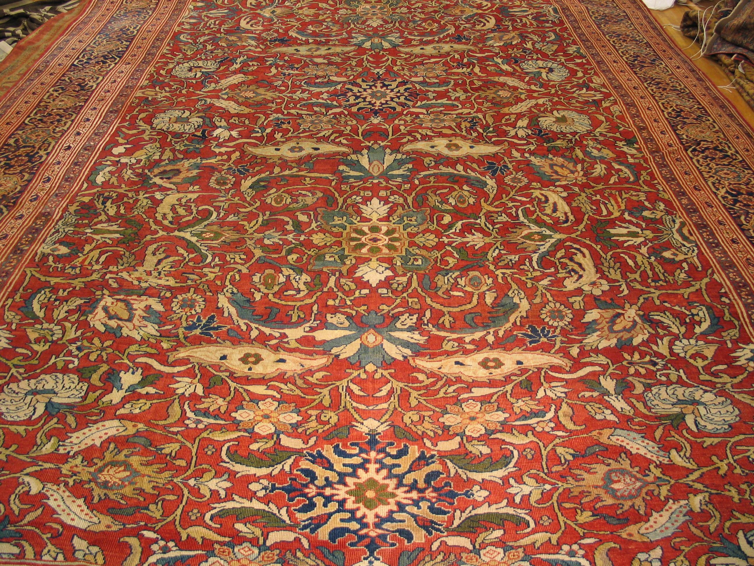 Hand-Knotted Antique Sultanabad Rug 12' 9'' x 22' 2'' For Sale