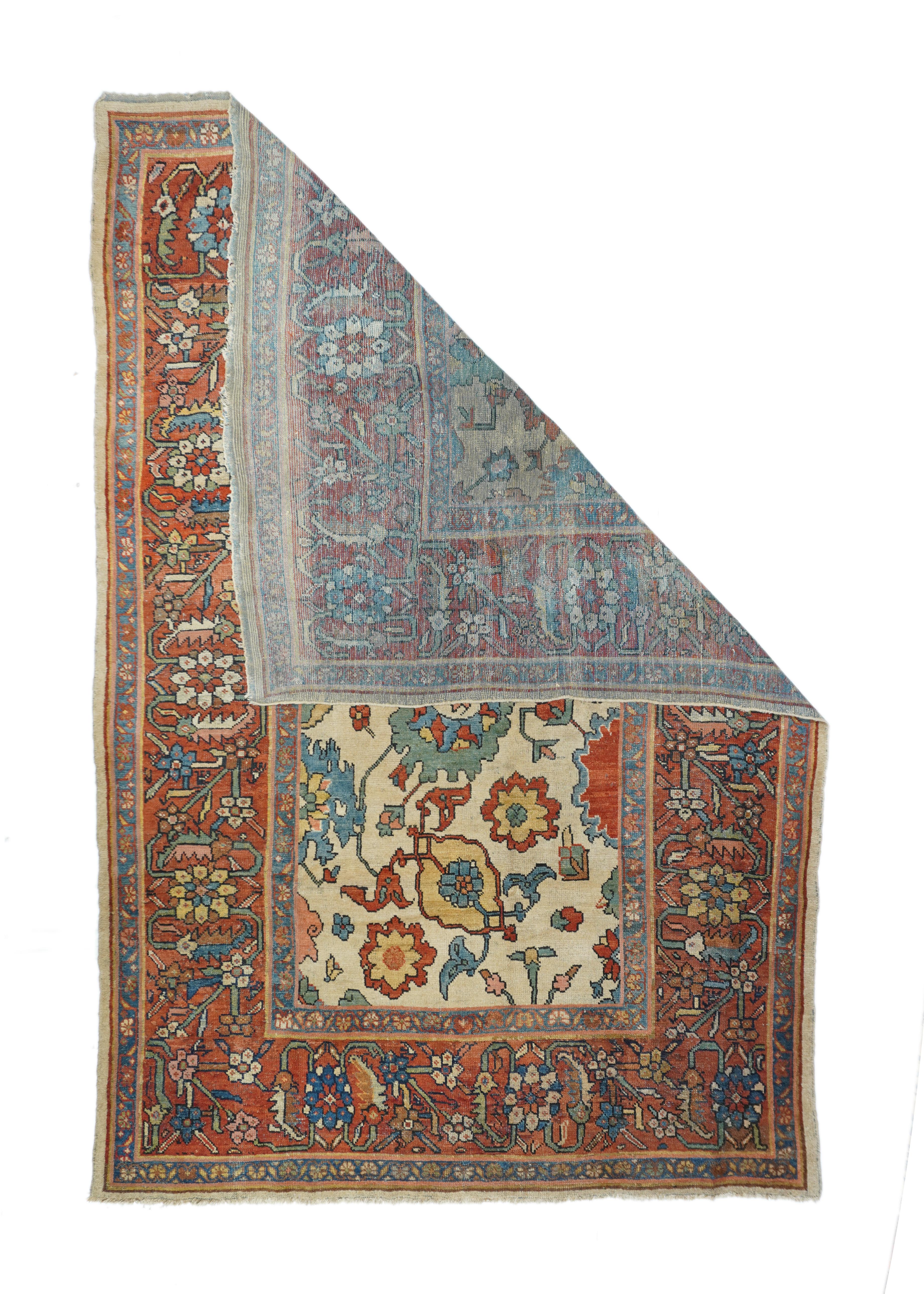 Antique Sultanabad rug measures: 6'8'' x 10'3''.