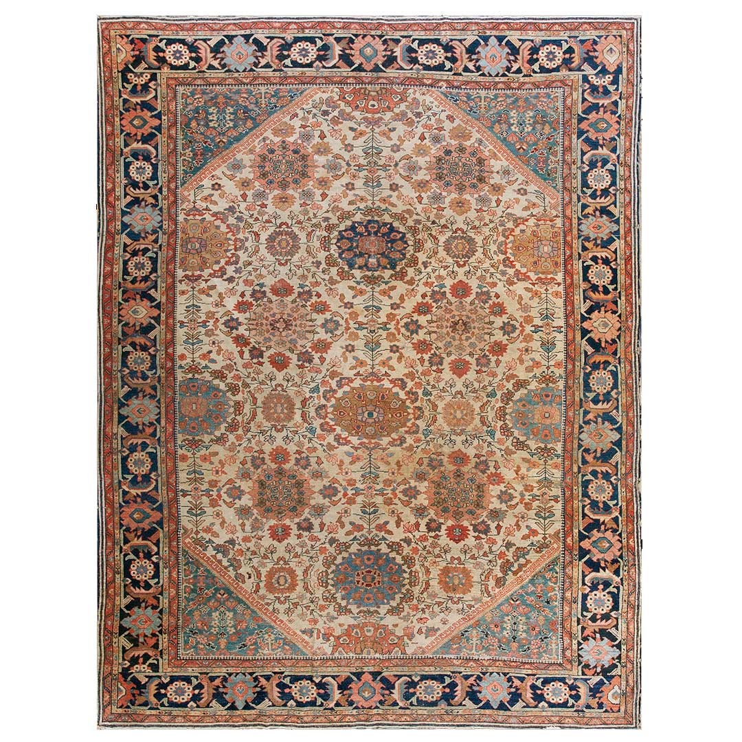 19th Century Persian Sultanabad Carpet ( 9'" x 11'10" - 275 x 360 ) For Sale