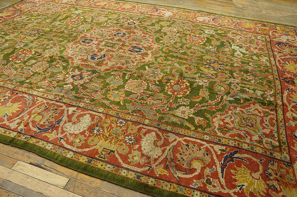 Hand-Knotted Late 19th Century Persian Sultanabad Carpet  ( 9'4