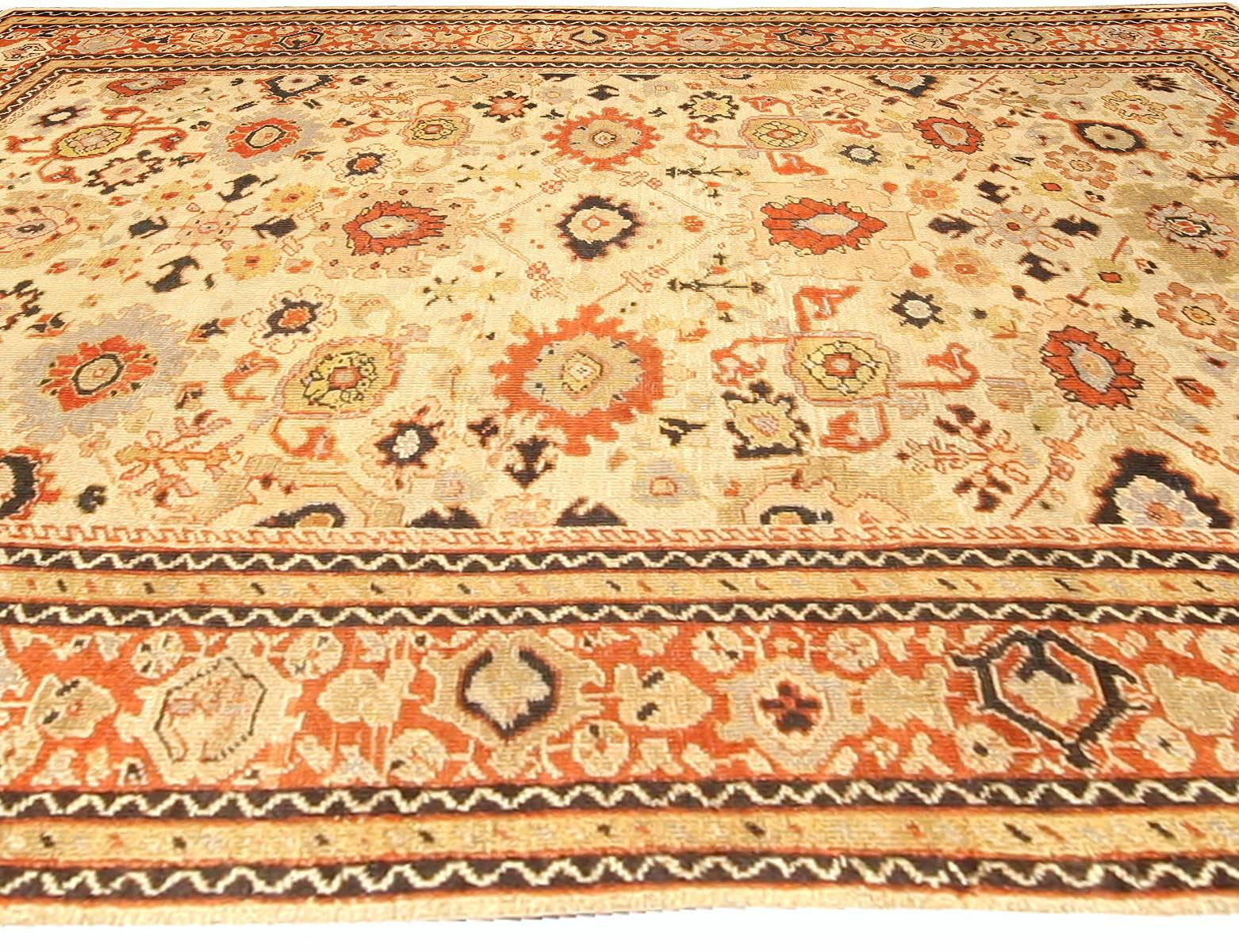 Hand-Woven Authentic 19th Century Sultanabad Handmade Wool Rug For Sale