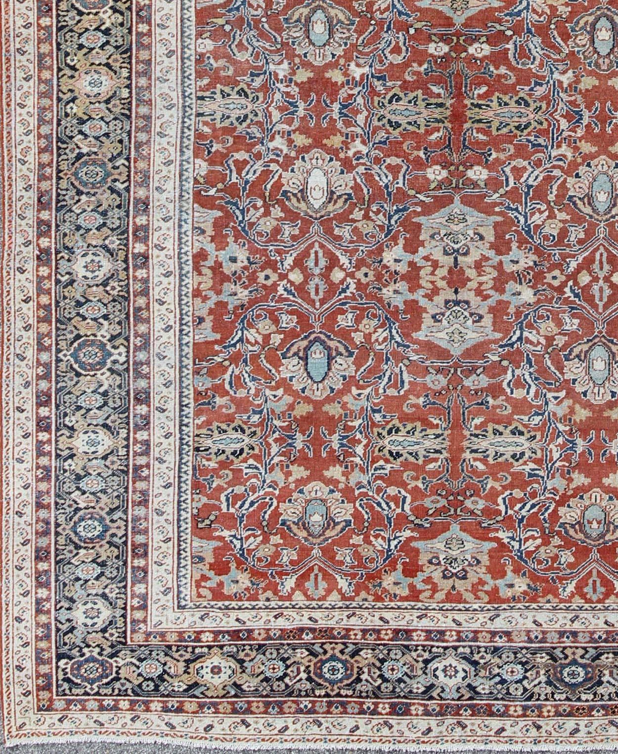                                           Antique Sultanabad Rug with Large Flower Design in Soft Red Field.

All Over Design Antique Sultanabad Rug. Keivan Woven Arts / rug /17-0606, country of origin / type: Iran / Sultanabad , circa