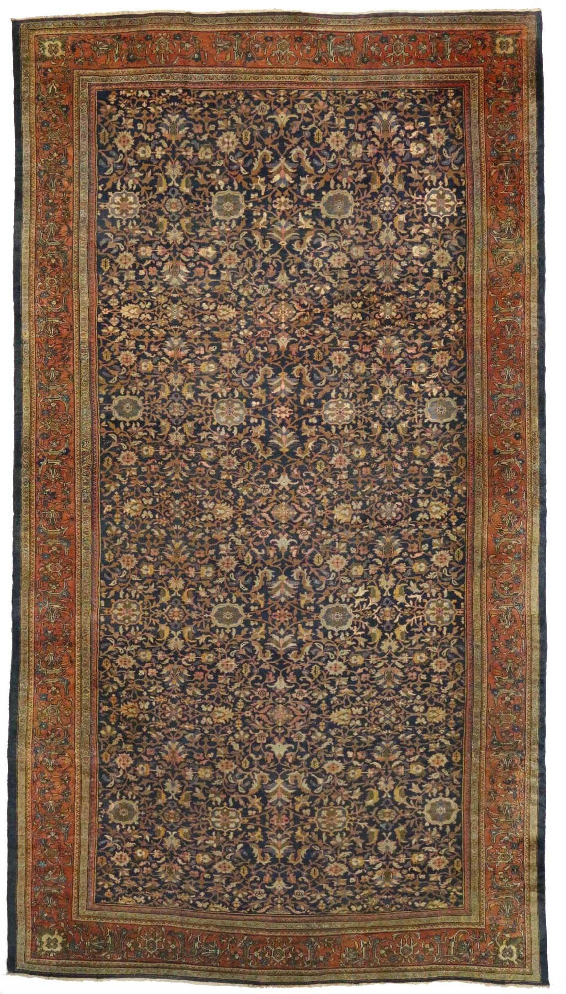 72909 Antique Persian Sultanabad Palace Rug with Modern Rustic Italian Cottage Style 13'00 x 23'00. With its timeless design and understated elegance​, this hand-knotted wool antique Persian Sultanabad palace rug charms with ease and beautifully