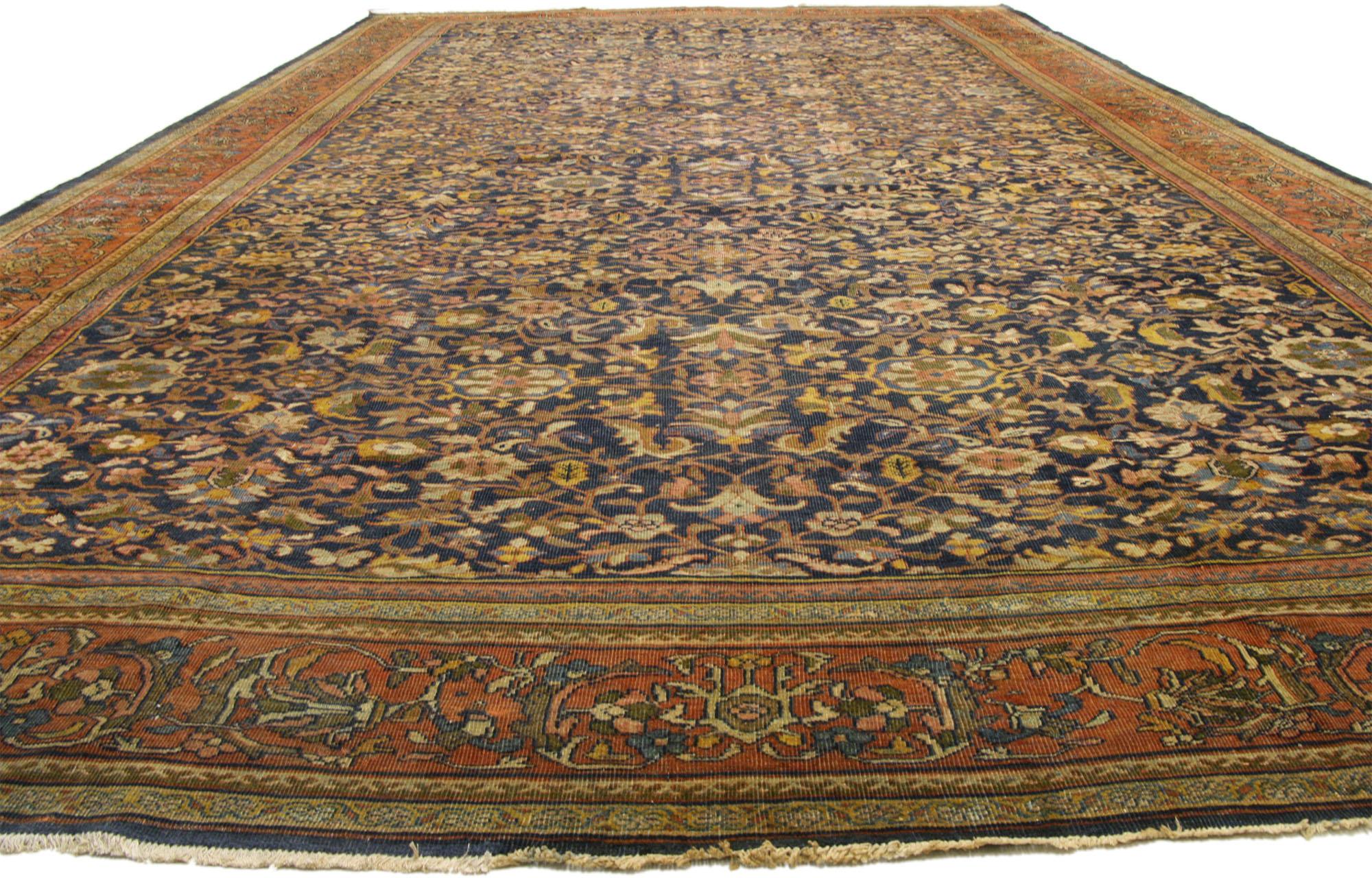 Oversized Antique Persian Sultanabad Rug, Hotel Lobby Size Carpet In Good Condition For Sale In Dallas, TX