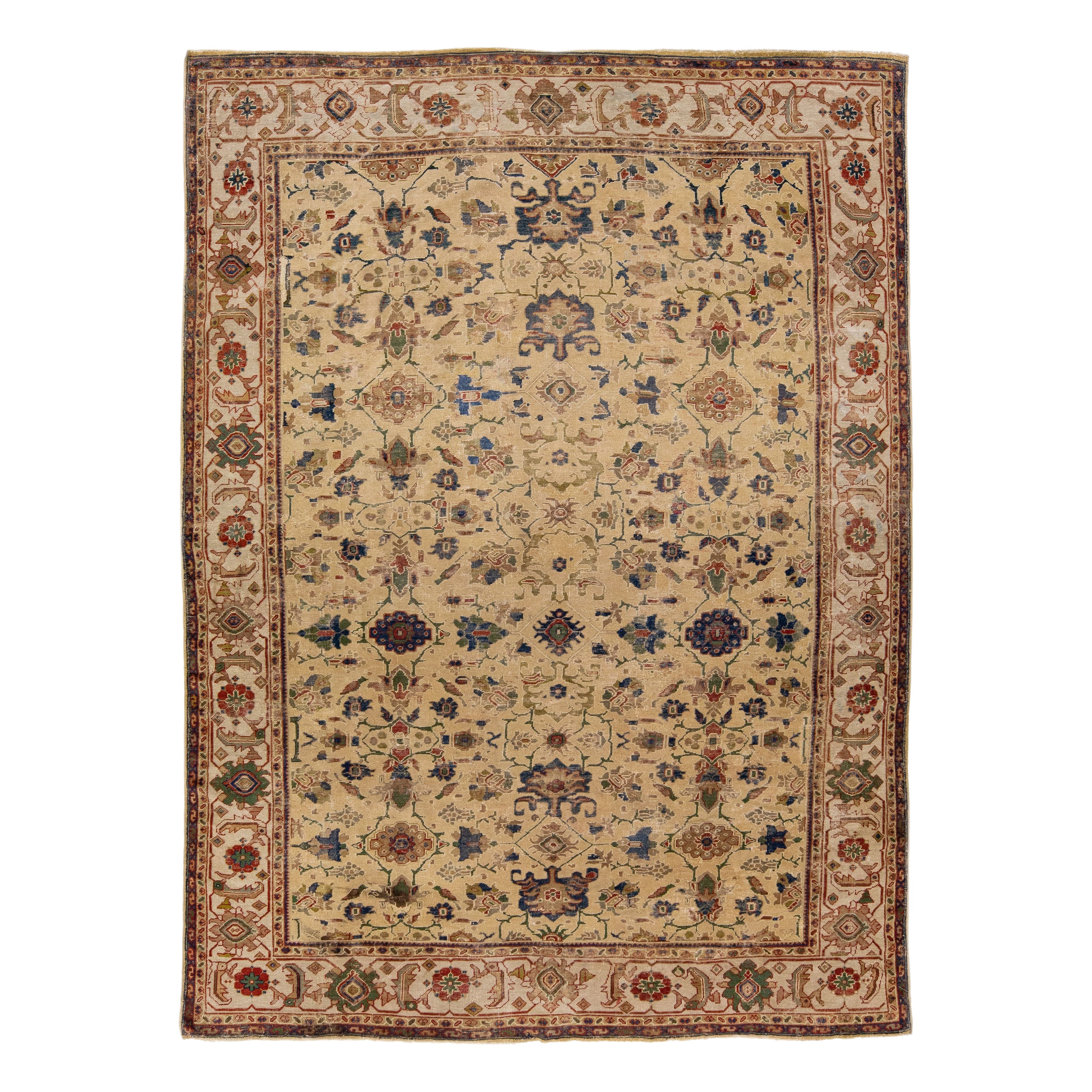 Antico Sultanabad Rugs in lana lavorato a mano con motivo a trifoglio