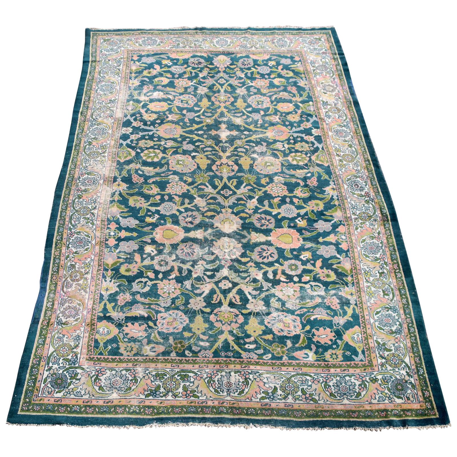 Antique Sultanabad Ziegler Carpet Ivory Border, 1890 For Sale