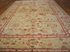 1980s Beige Large Oversized Vintage Open Field Medallion Sultanabad Carpet Rug