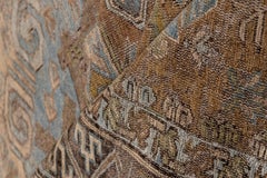 Antique Sumak Carpet, Light Brown and Baby Blue Field, Lightly Distressed