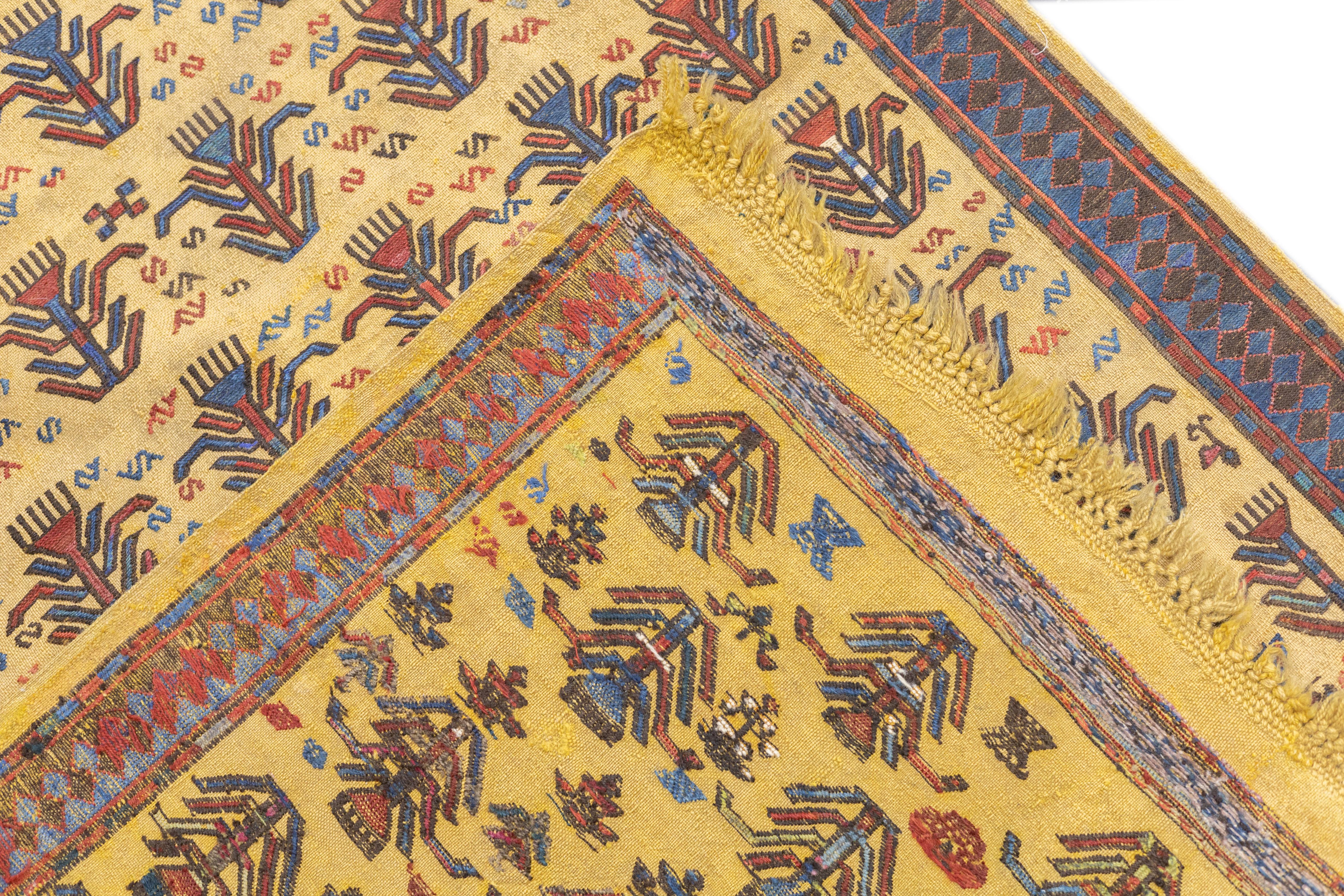 Antique Sumak Rug 3'4'' x 5'4'' For Sale 6
