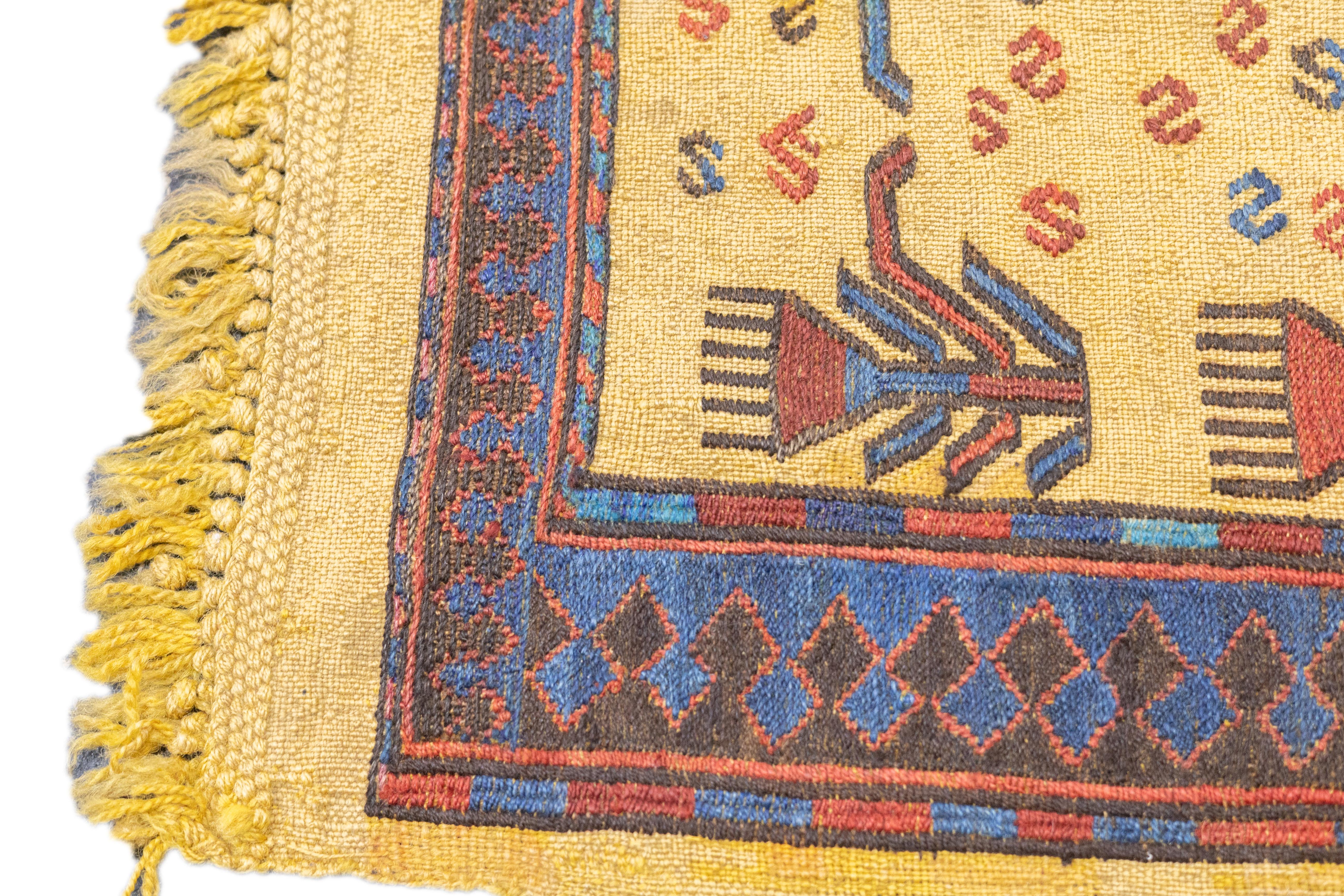 Antique Sumak Rug 3'4'' x 5'4'' For Sale 2