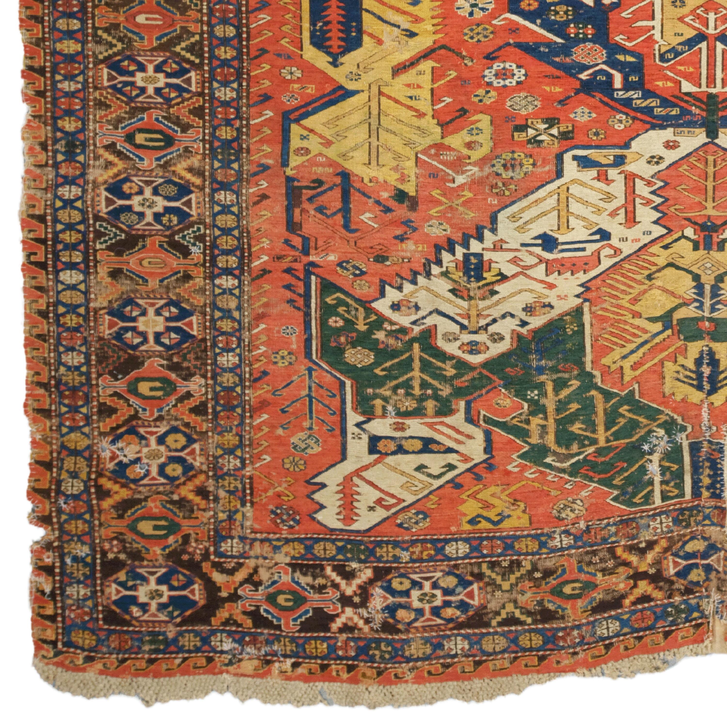 This impressive 19th century dragon sumac rug will add an authentic touch to your space with its historical texture and unique patterns. The rich color palette and detailed craftsmanship will increase the value of this antique piece and enrich the