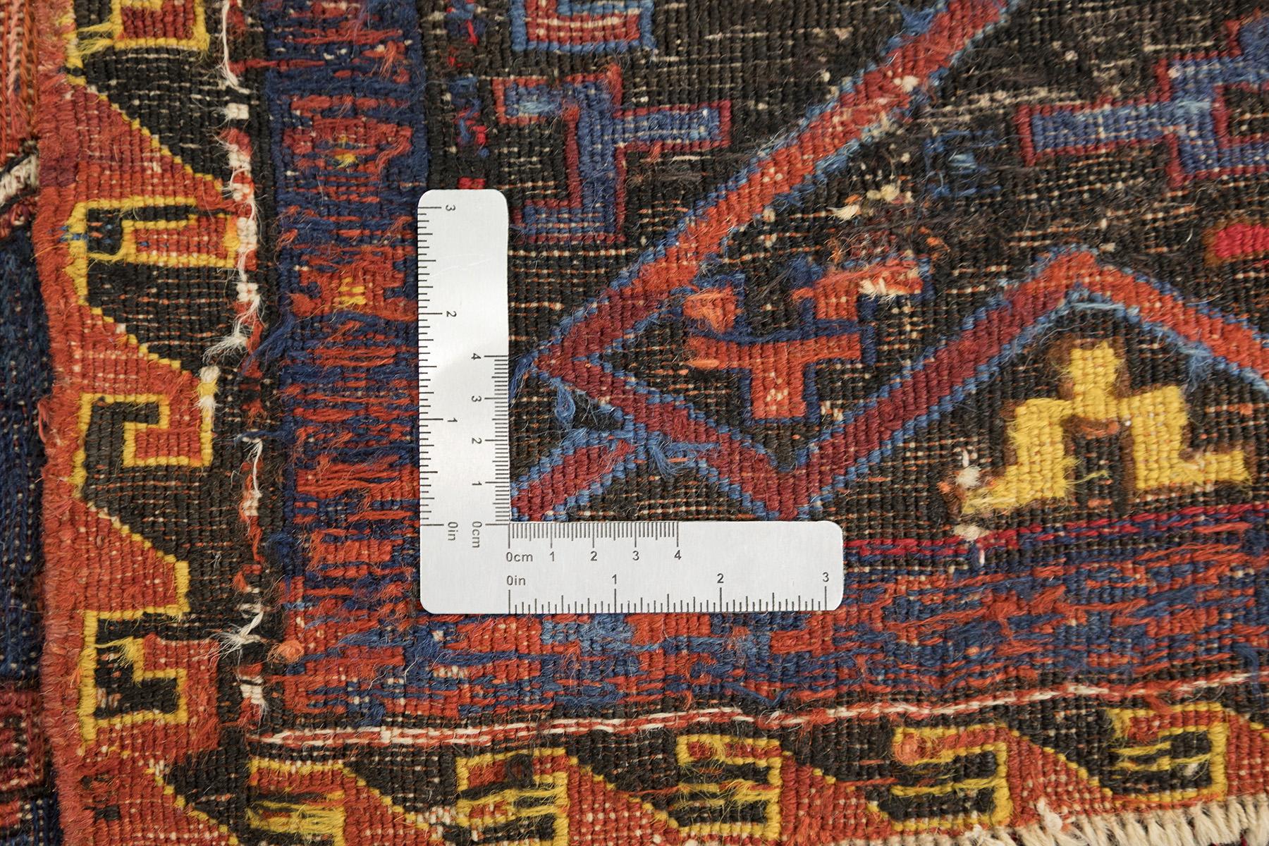 Tapis antique Sumakh, tissé à la main, 11.4 × 8.7 ft - Terracotta, Navy et Blue en vente 2