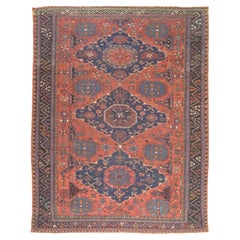 Tapis antique Sumakh, tissé à la main, 11.4 × 8.7 ft - Terracotta, Navy et Blue