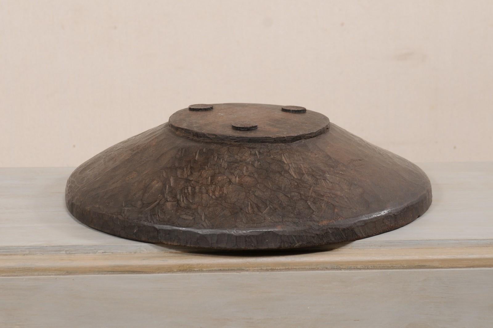 Antique Sumatran Hand-Carved Tropical Hardwood Bowl For Sale 4