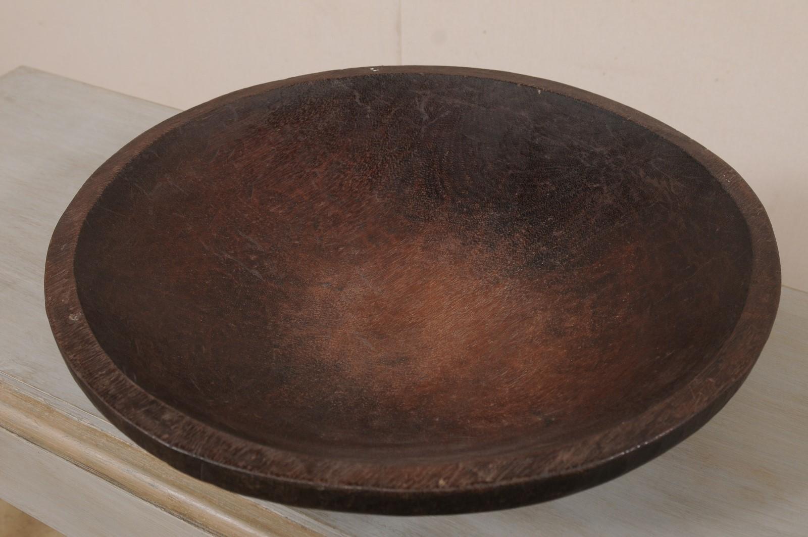 Wood Antique Sumatran Hand-Carved Tropical Hardwood Bowl For Sale