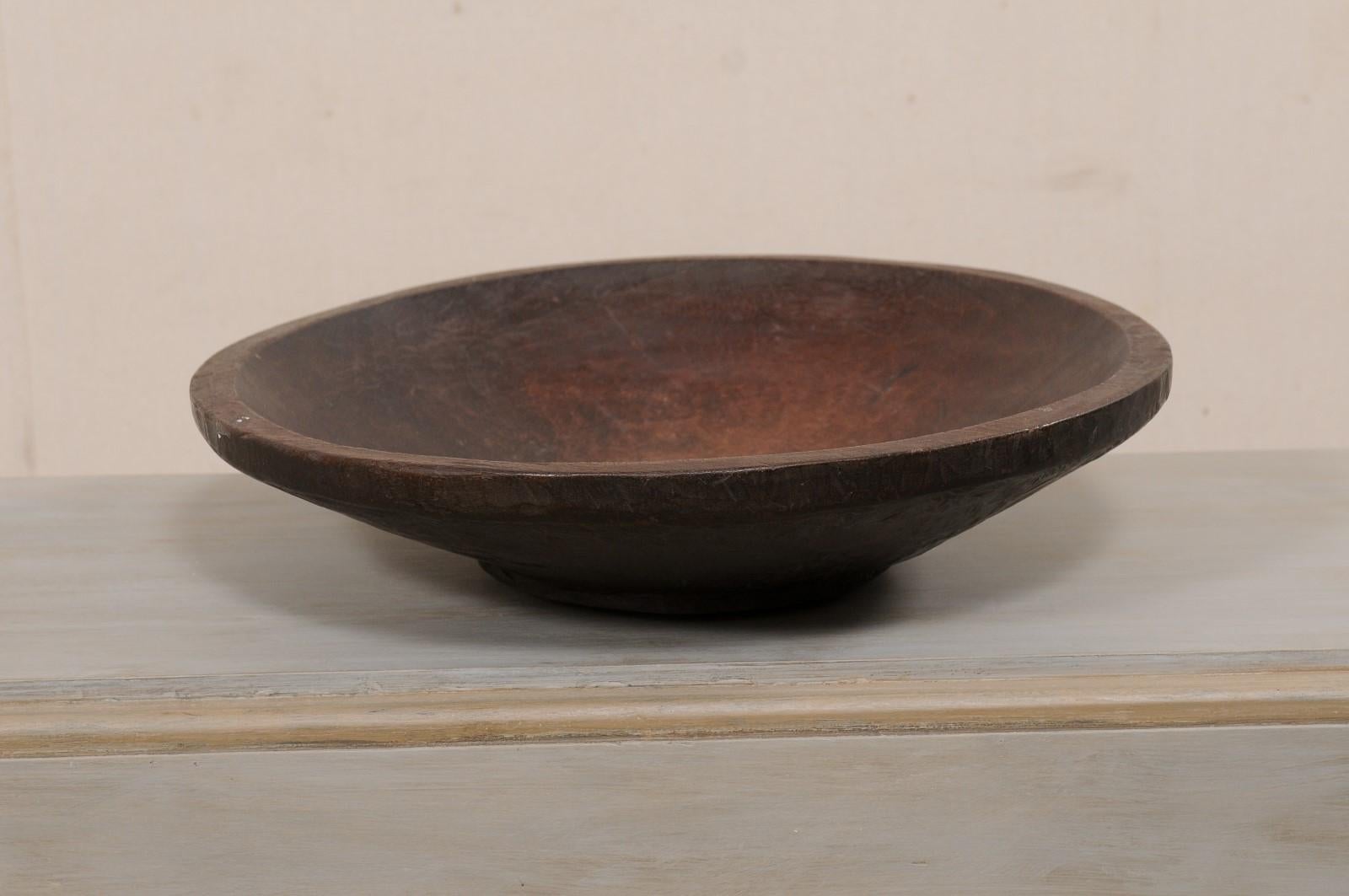 Antique Sumatran Hand-Carved Tropical Hardwood Bowl For Sale 1