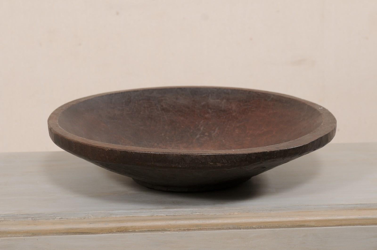 Antique Sumatran Hand-Carved Tropical Hardwood Bowl For Sale 2