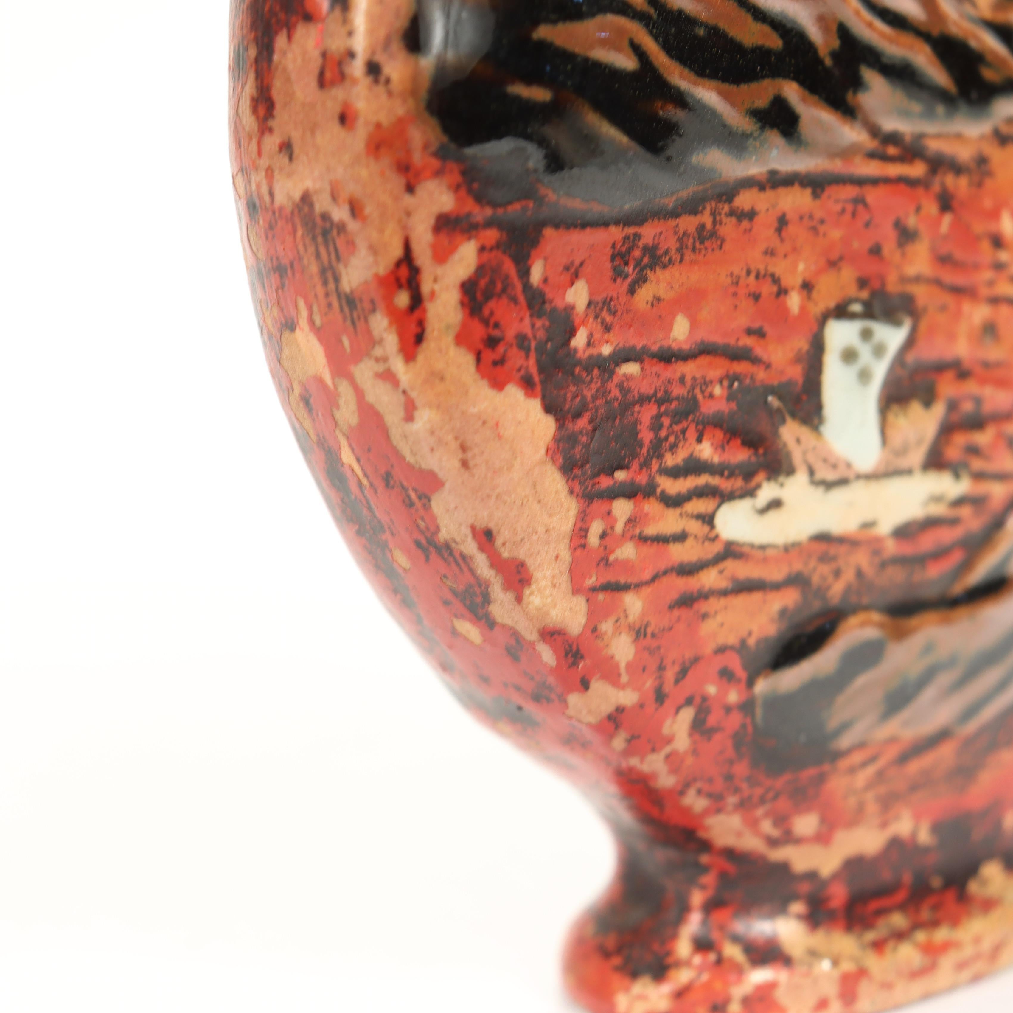 Antique Sumidagawa Signed Pottery Moon Flask Vase For Sale 7