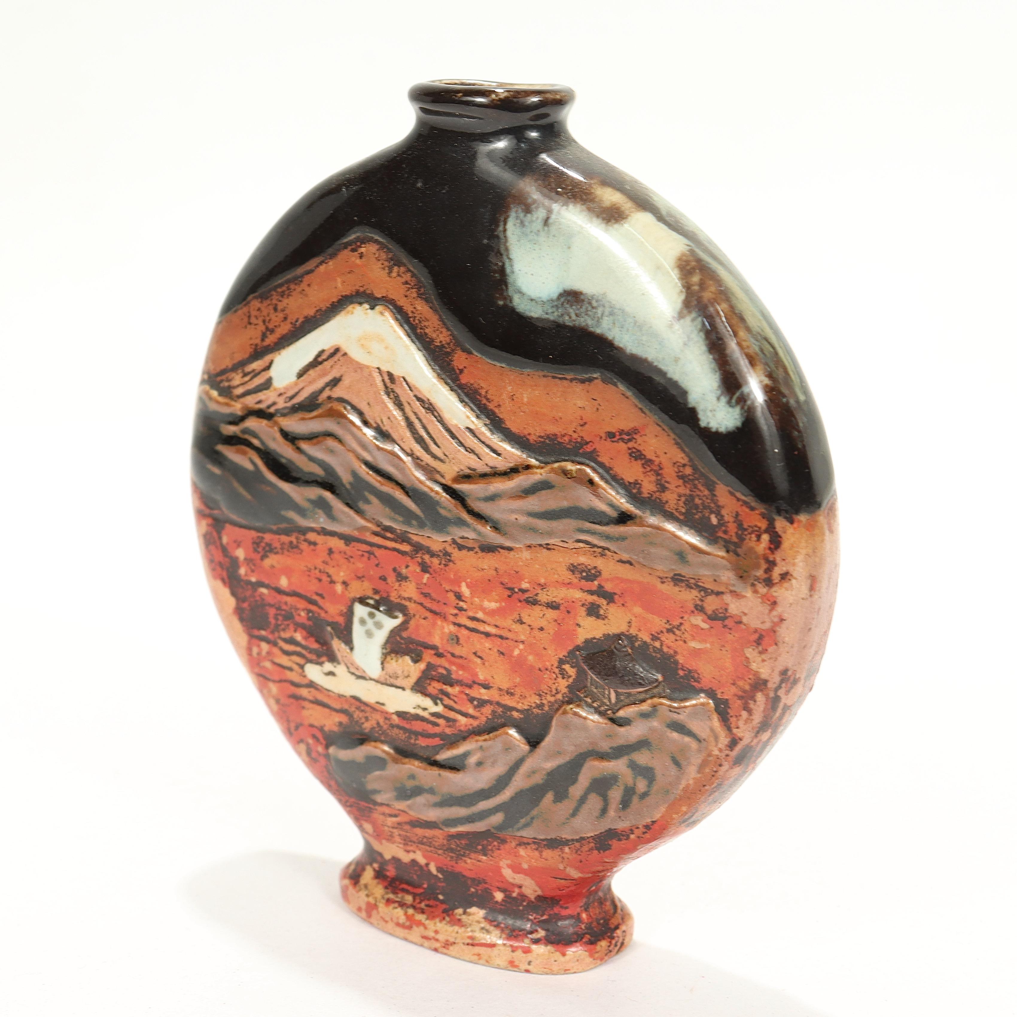 Antike Sumidagawa signiert Keramik Mondkanne Vase  (20. Jahrhundert) im Angebot