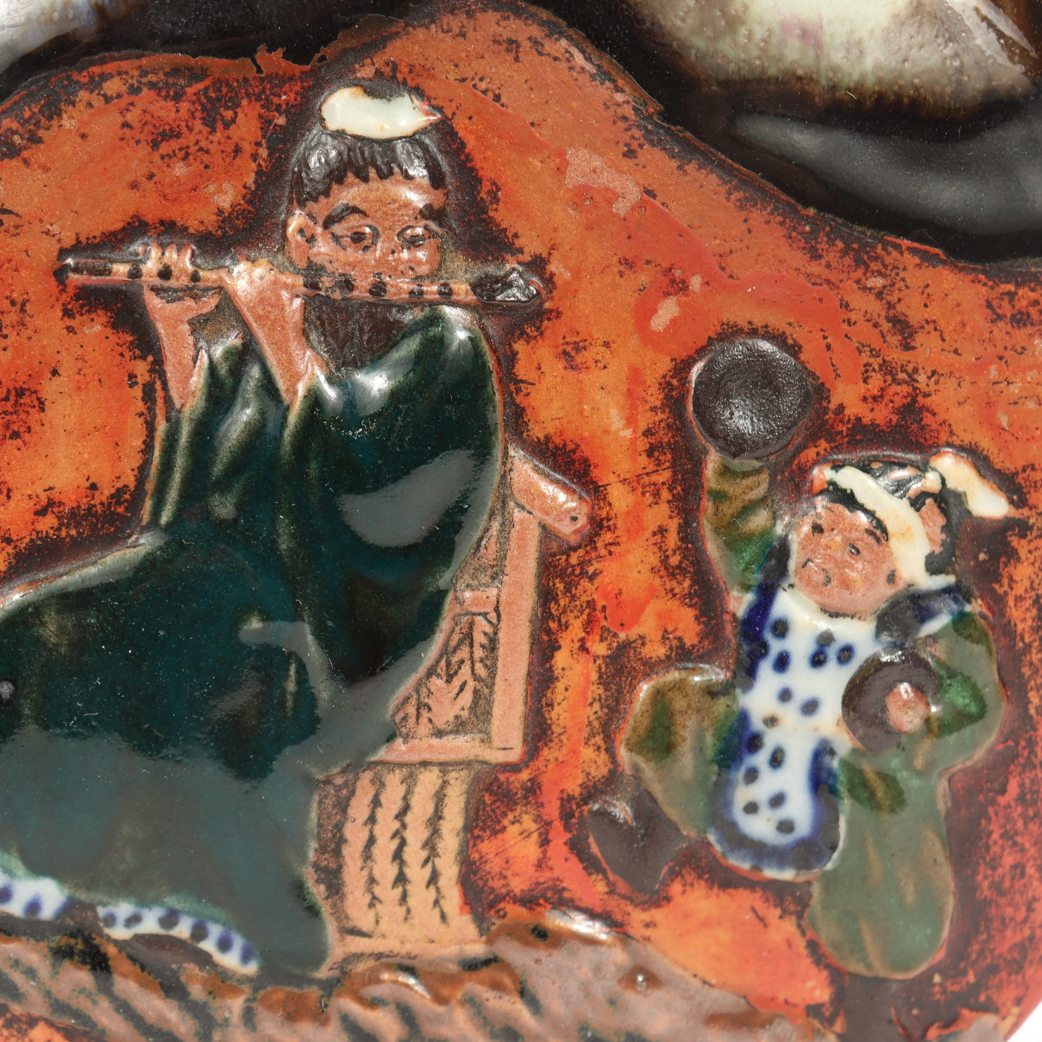 Antike Sumidagawa signiert Keramik Mondkanne Vase  im Angebot 1