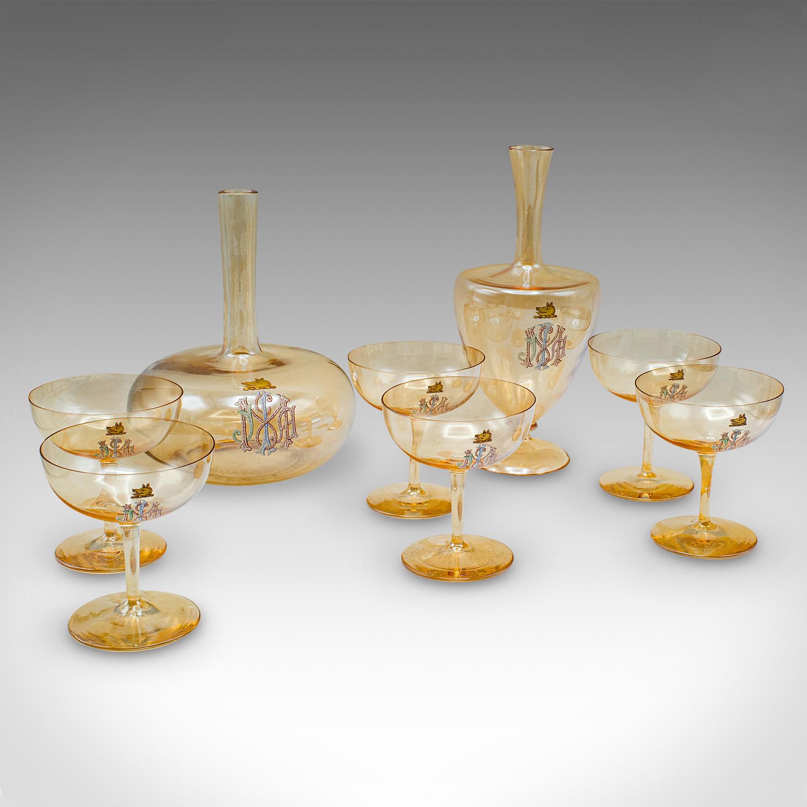 This is an antique summer garden party service. An Austrian, glass tableware set, dating to the late Victorian period, circa 1900.

Striking and comprehensive set, perfect for outdoor gatherings under pleasant skies
Displaying a desirable aged