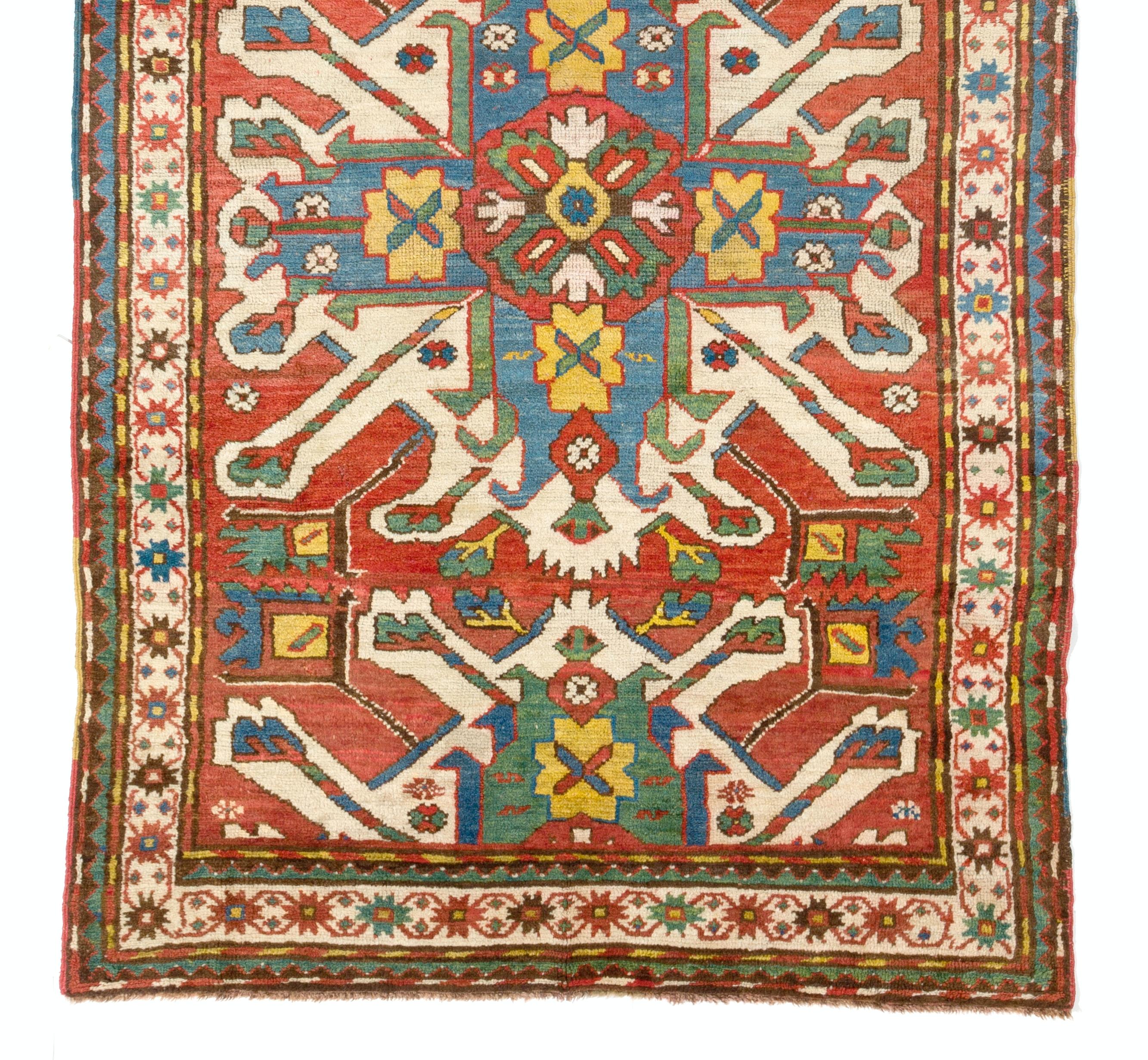 Antiker „Sunburst“- oder „Eagle Kazak“-Teppich. Chelaberd, Karabagh, Südkaukasus (Kasachisch) im Angebot