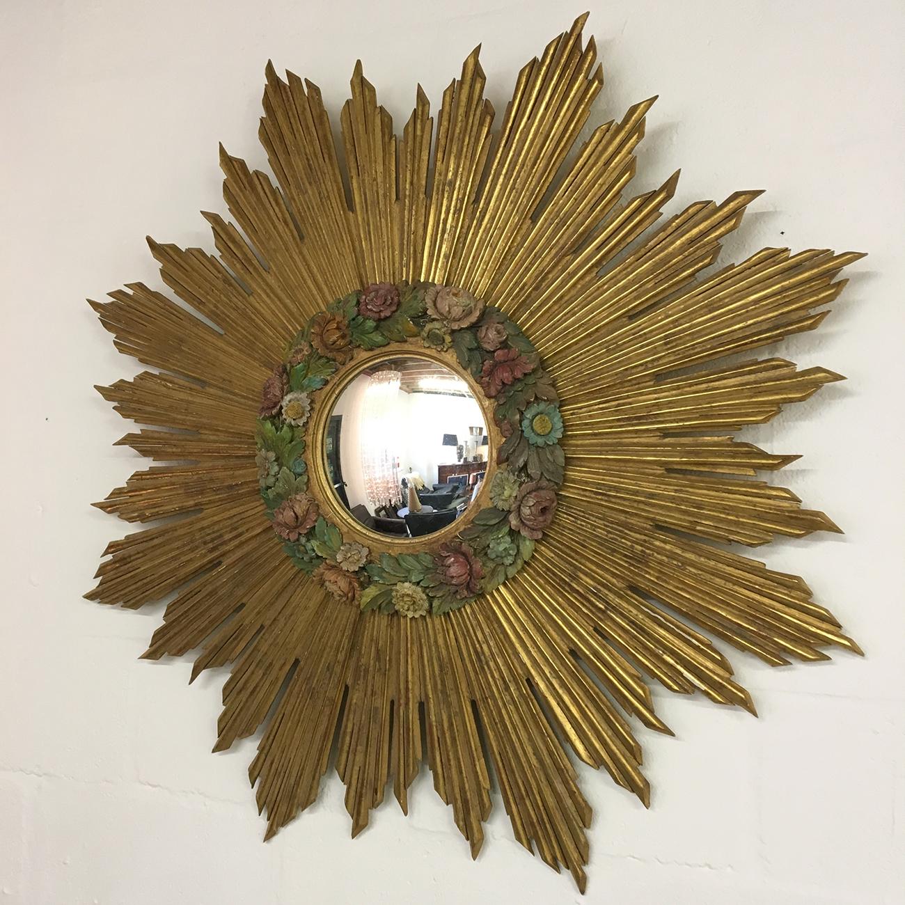 antique gold sunburst mirror
