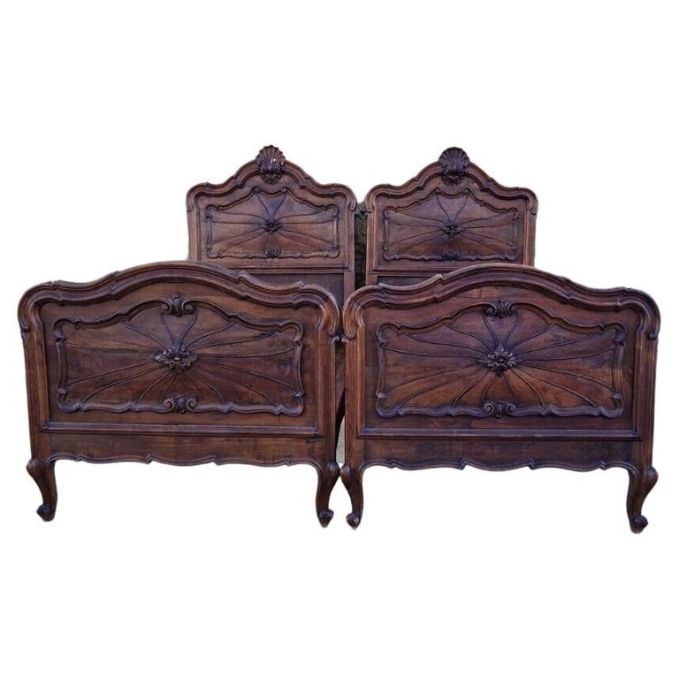 Antique Super King Size Bed Italian Hand Carved Bed Single Pair For