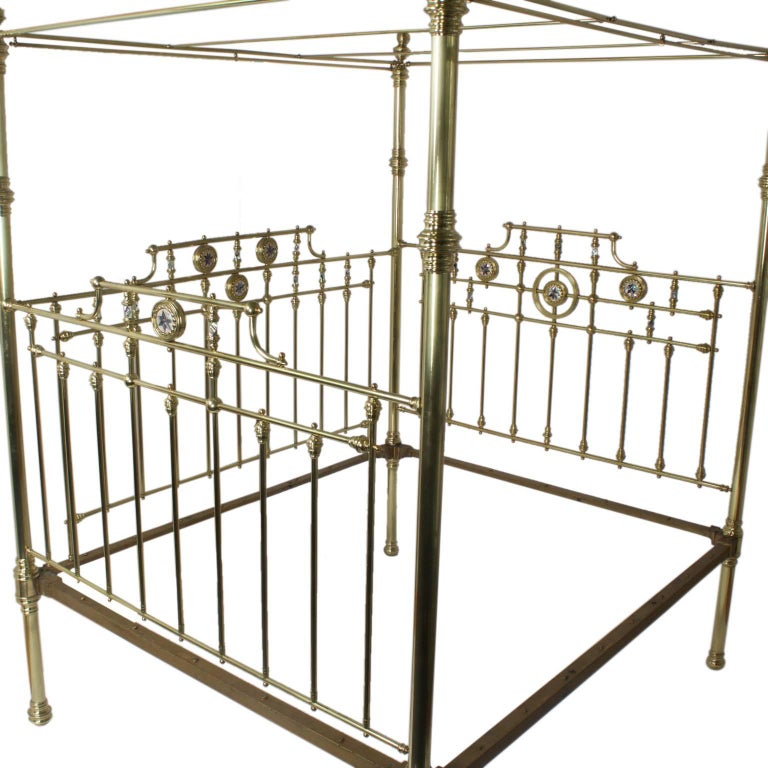 Antique Super Queen Size English Brass Bed For Sale at 1stDibs