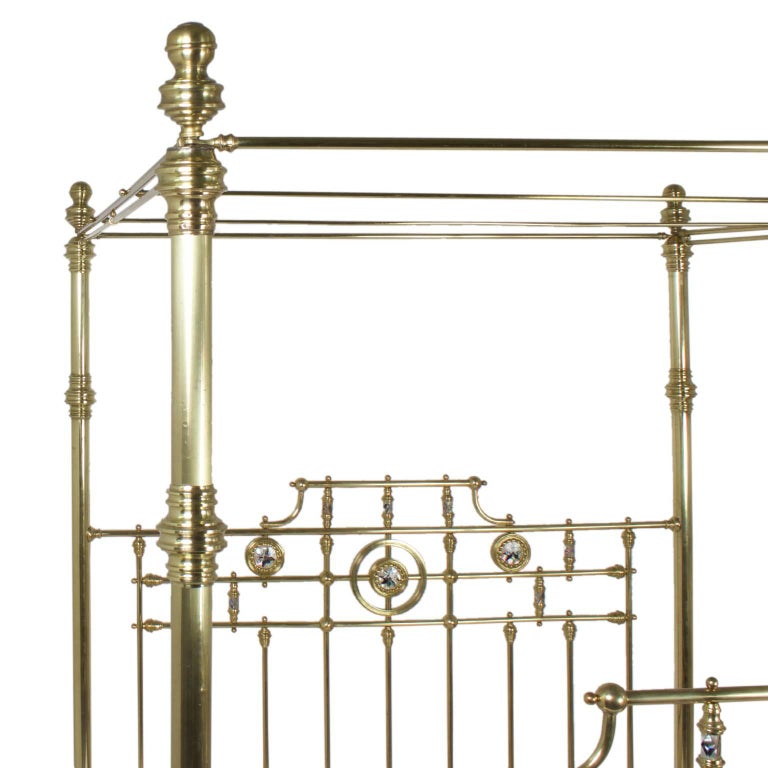Antique Super Queen Size English Brass Bed For Sale at 1stDibs