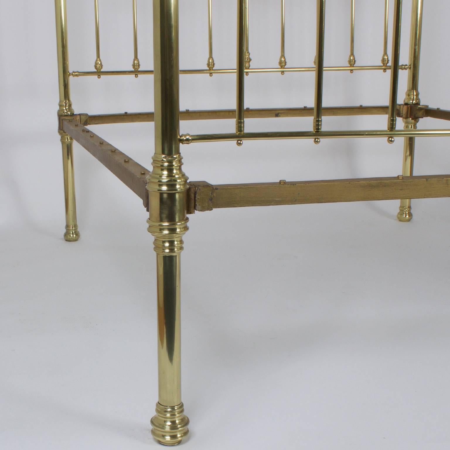 19th Century Antique Super Queen Size English Brass Bed